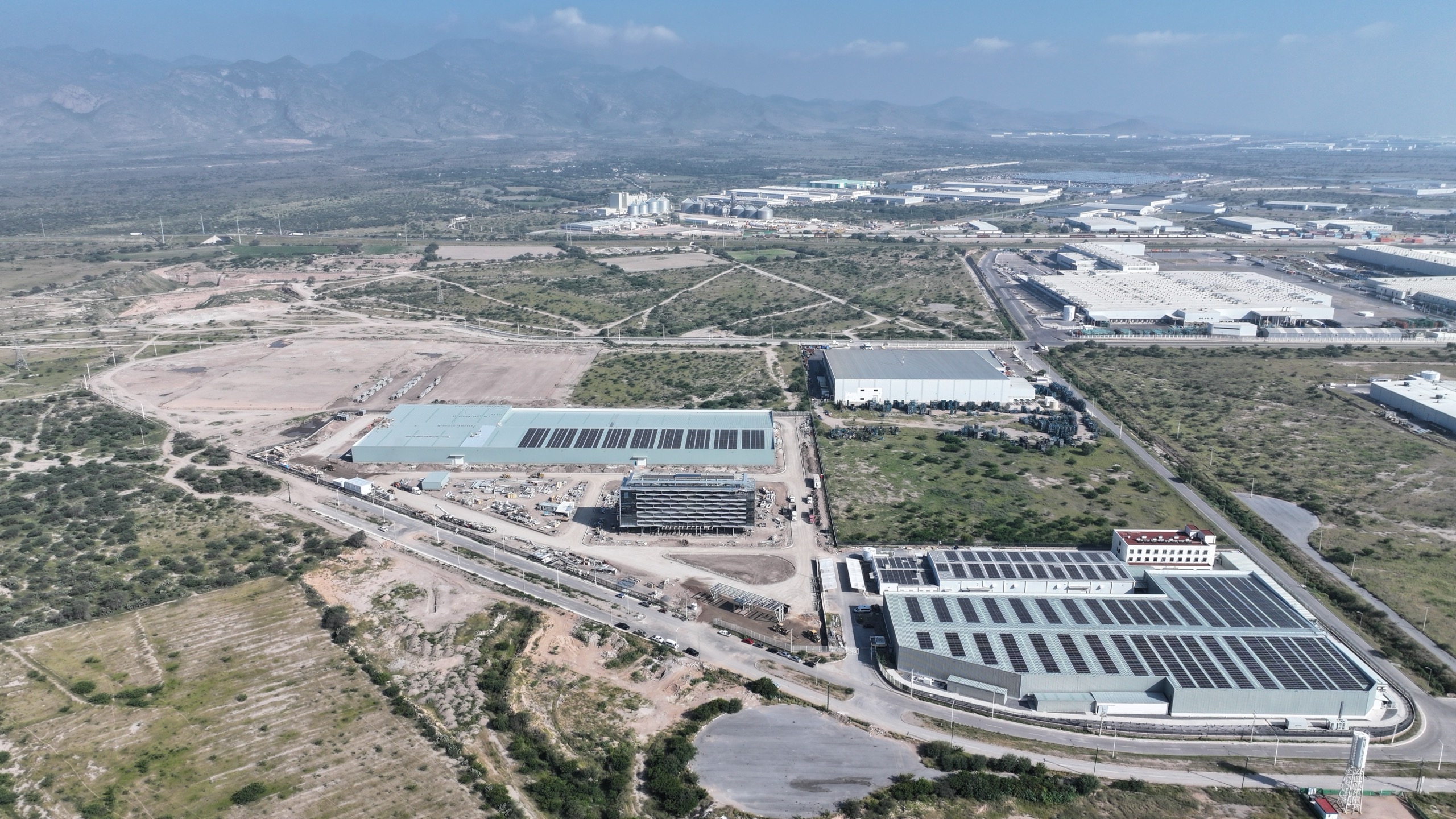 KBY Mexico manufacturing campus aerial with rooftop solar in San Luis Potosí